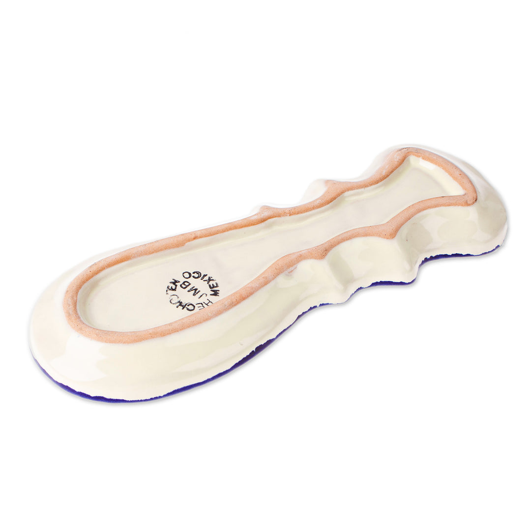 Folk Art Talavera-Inspired Ceramic Fish-Themed Spoon Rest - Fish Fiesta
