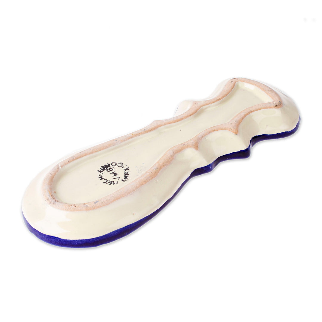 Handcrafted Hacienda-Inspired Talavera Ceramic Spoon Rest - Hidalgo Fiesta
