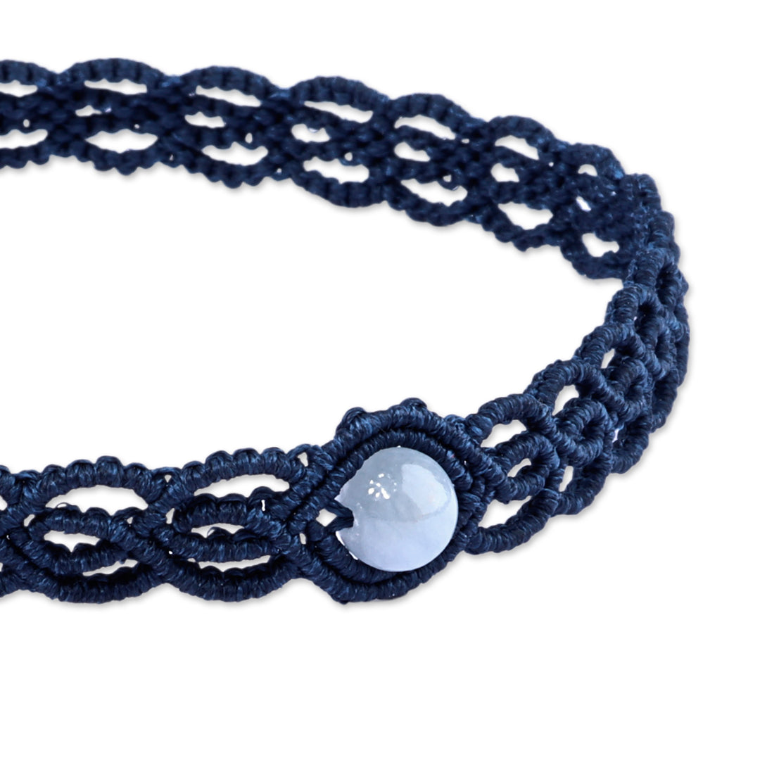 Topaz Macrame Choker Necklace Handmade in Blue Cotton Cords - Stylish Azure