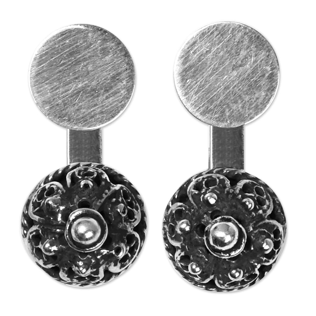 Antique-Finished Adjustable Silver Drop Earrings - Vintage Splendor