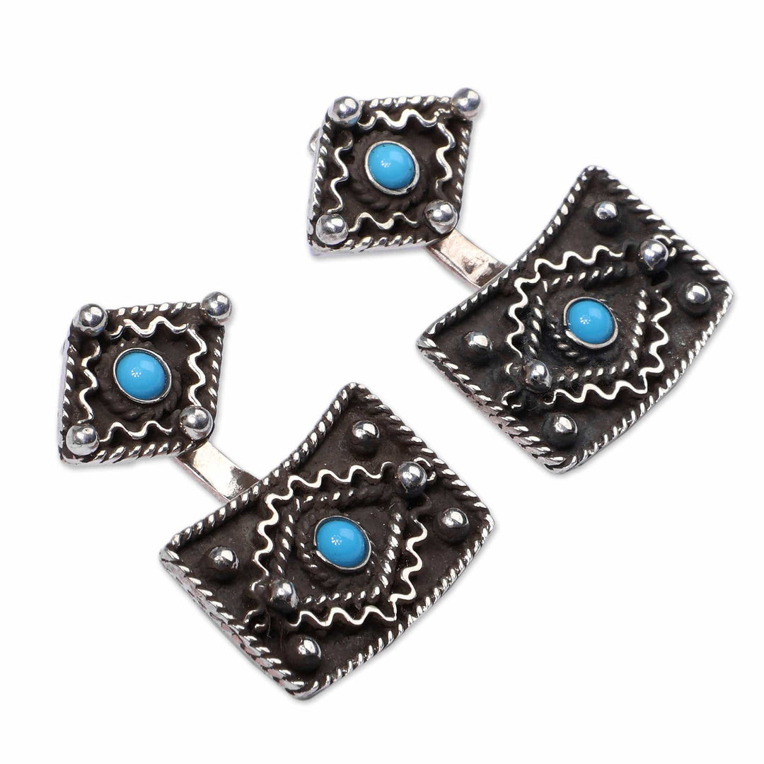 Reconstituted Turquoise Silver Drop Earrings - Vivid Versatility