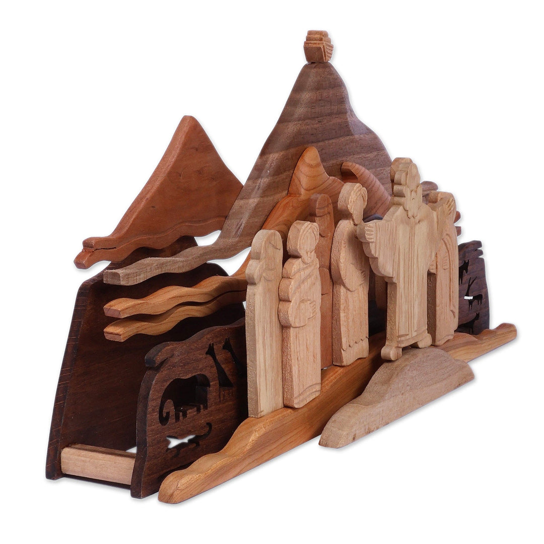Inspirational Wood Genesis Flood Sculpture Made in Armenia - Noah at Mount Ararat