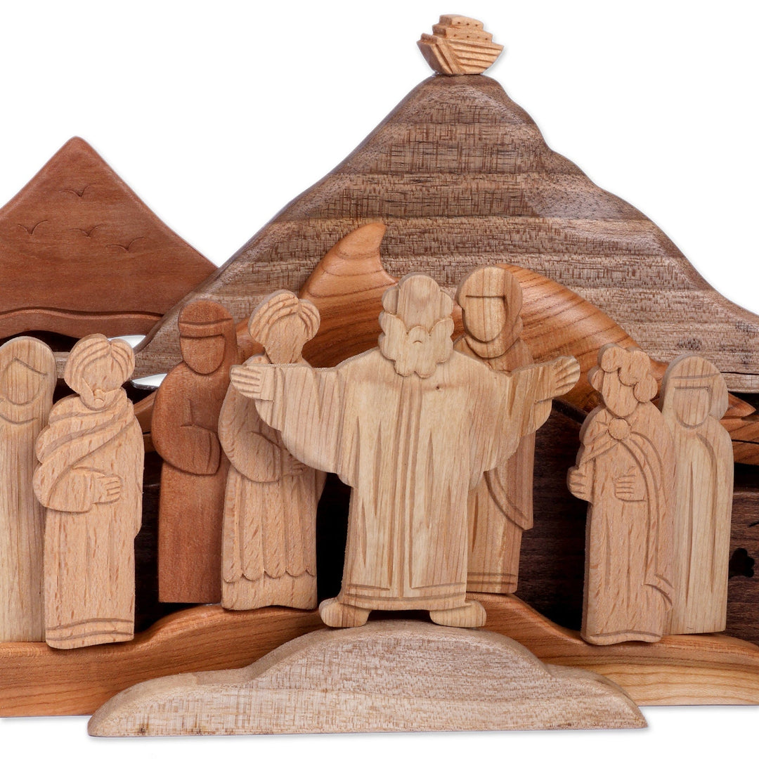 Inspirational Wood Genesis Flood Sculpture Made in Armenia - Noah at Mount Ararat