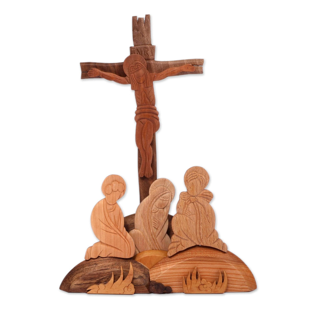 Hand-Carved Religious Wood Sculpture of The Crucifixion - Crucifixion of Jesus