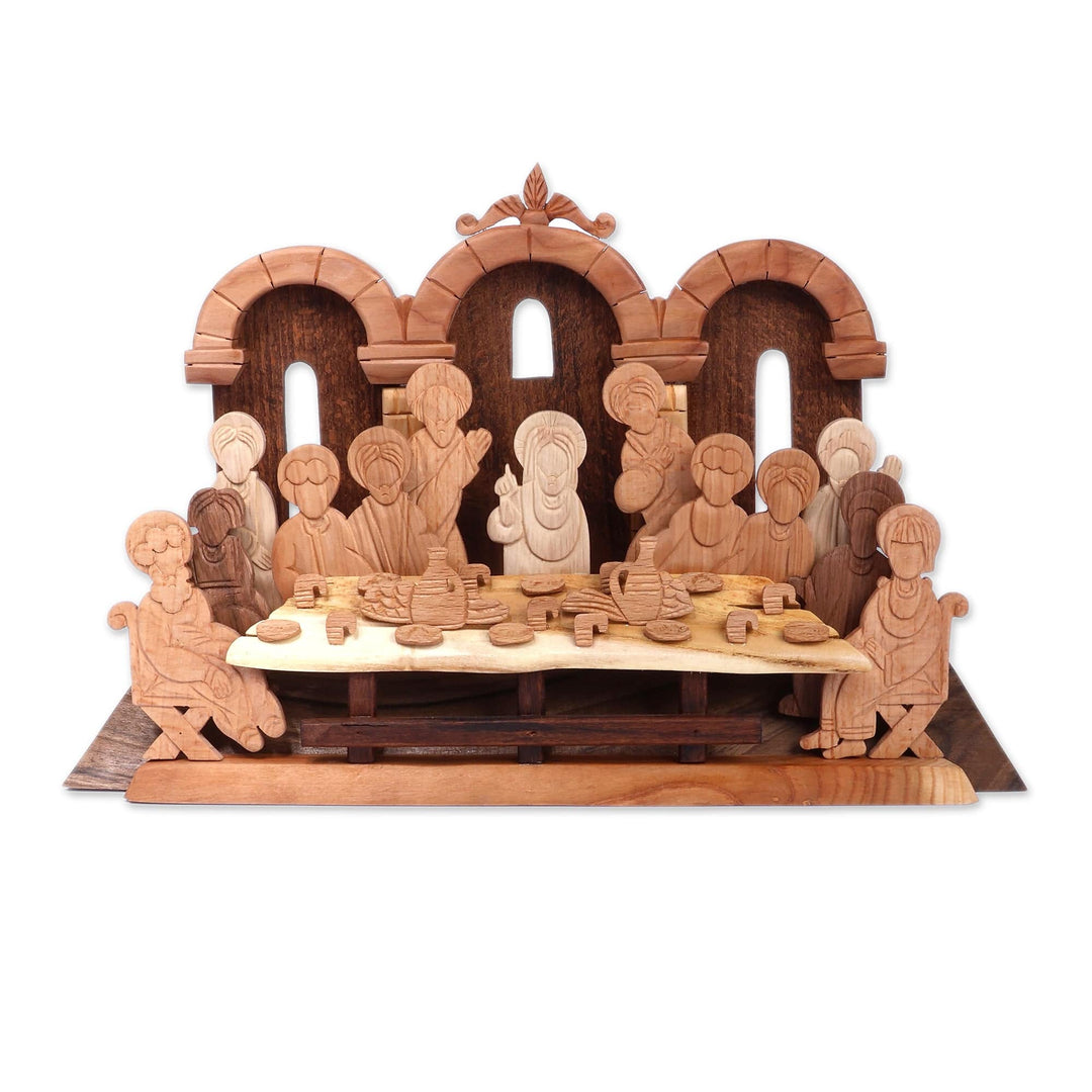 Hand-Carved Last Supper Wood Sculpture in a Polished Finish - Last Supper