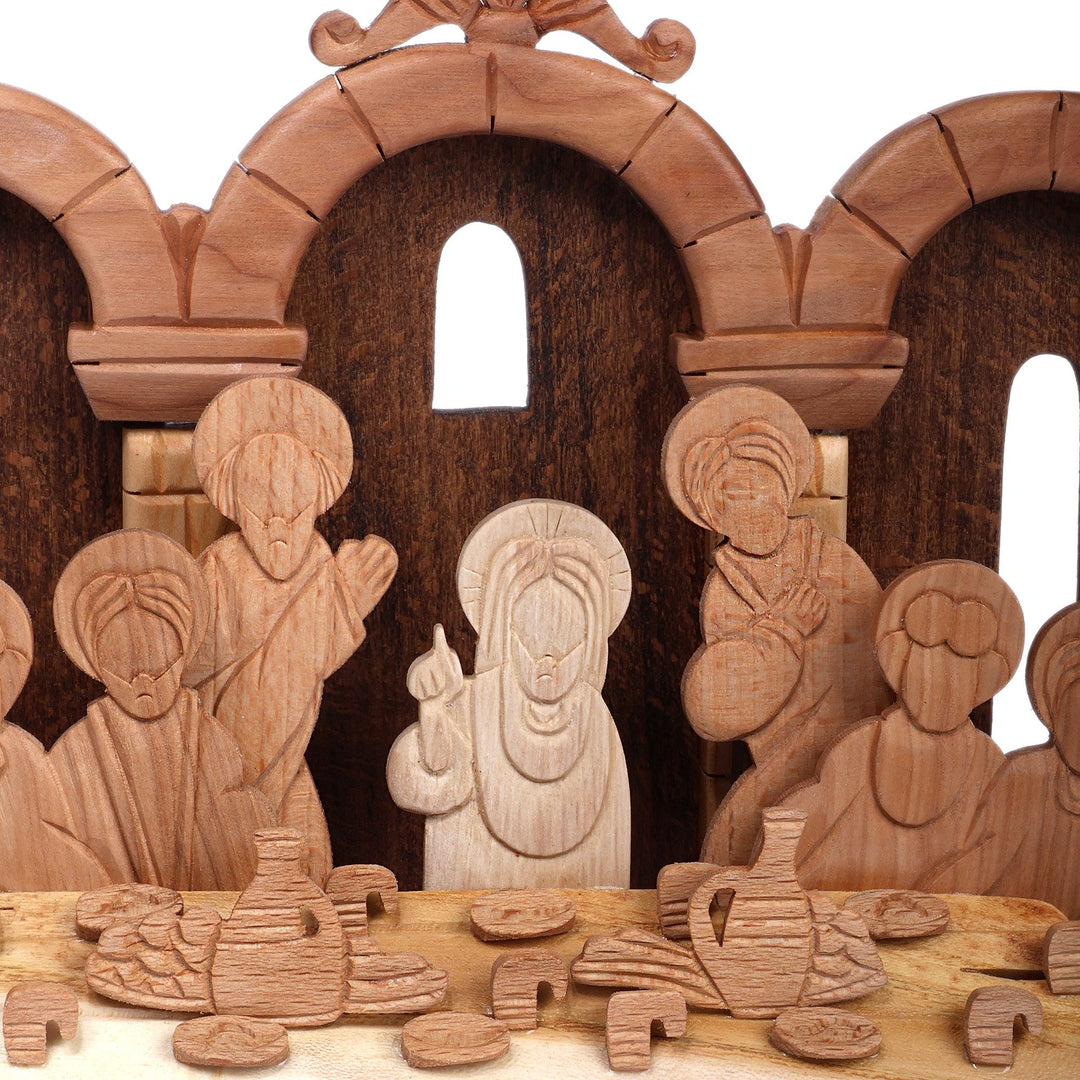 Hand-Carved Last Supper Wood Sculpture in a Polished Finish - Last Supper