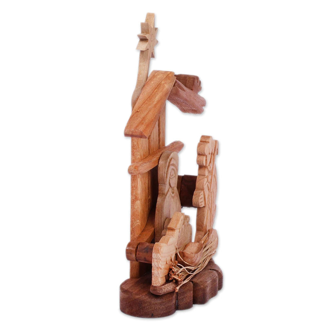Armenian-Made Wood Nativity Sculpture in a Polished Finish - One Miracle