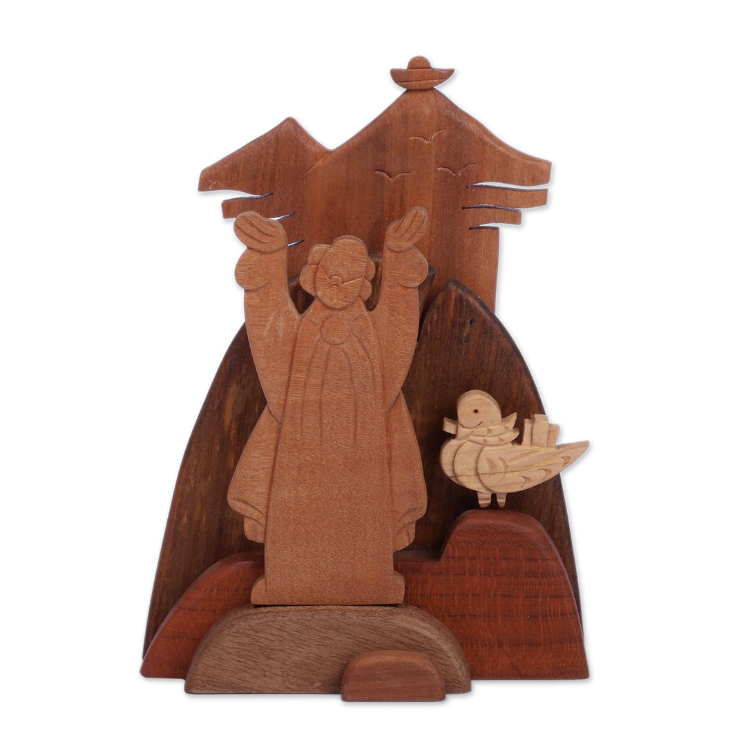 Genesis Flood-Inspired Handmade Wood Sculpture from Armenia - Noah and Dove