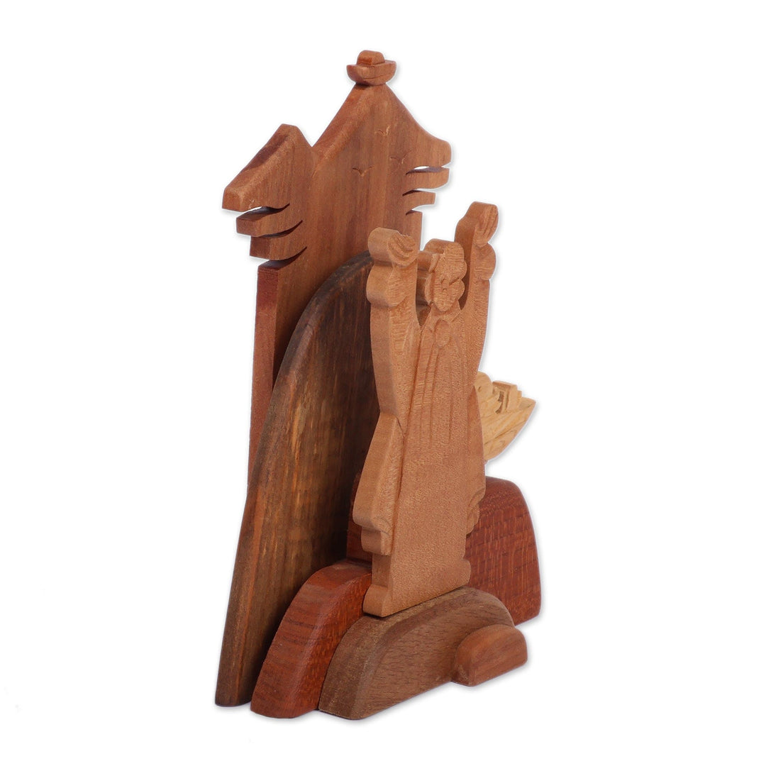 Genesis Flood-Inspired Handmade Wood Sculpture from Armenia - Noah and Dove