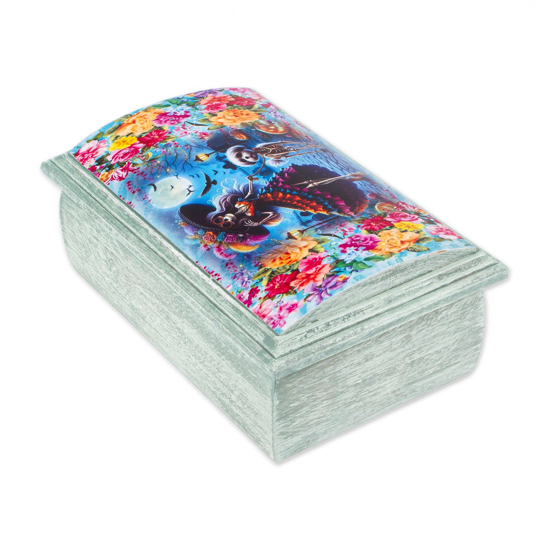 Handmade Pinewood Jewelry Box with Catrina-Themed Decoupage - Catrina Illusion