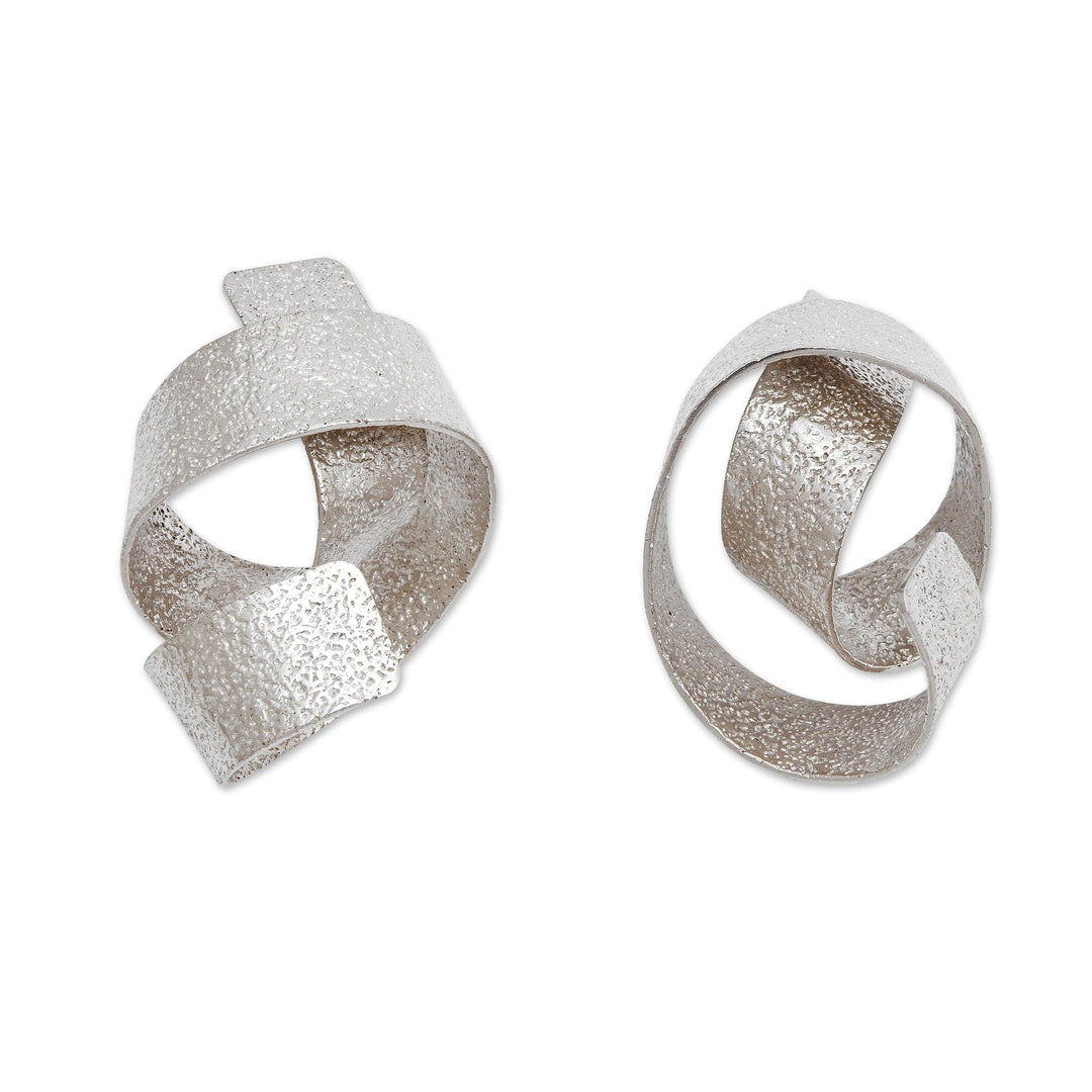 Abstract Textured Serpentine Sterling Silver Drop Earrings - Sparkling Serpentine