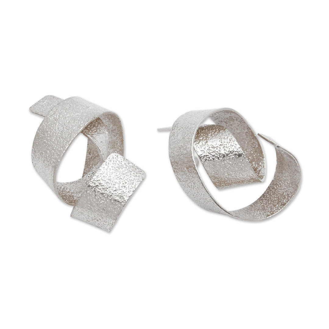 Abstract Textured Serpentine Sterling Silver Drop Earrings - Sparkling Serpentine
