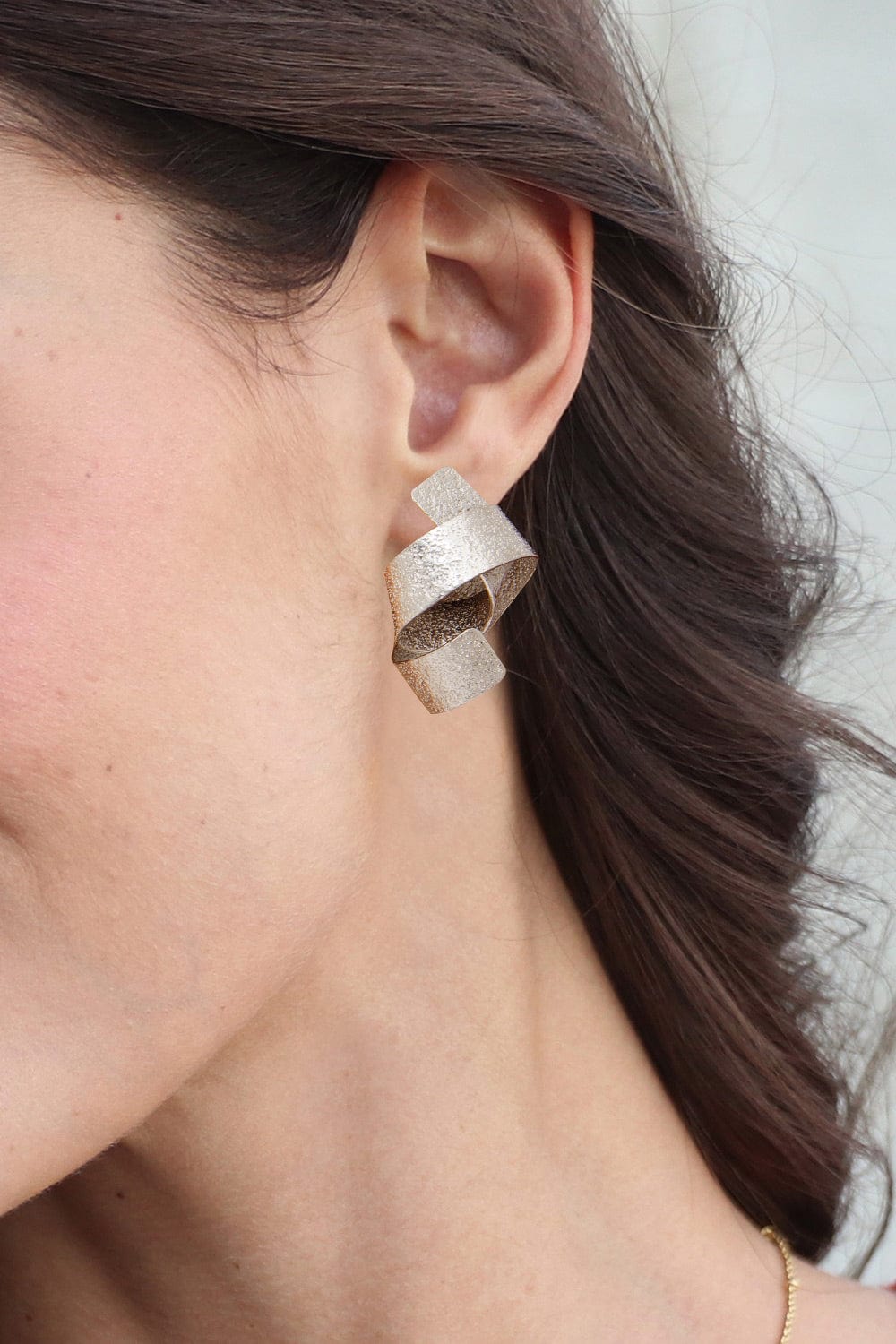 Abstract Textured Serpentine Sterling Silver Drop Earrings - Sparkling Serpentine
