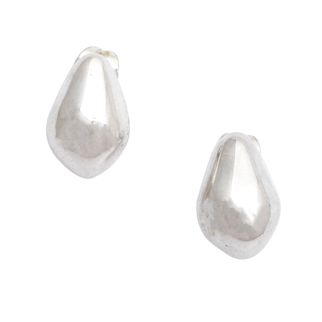 Avocado-Themed High-Polished Sterling Silver Button Earrings - Ethereal Avocado