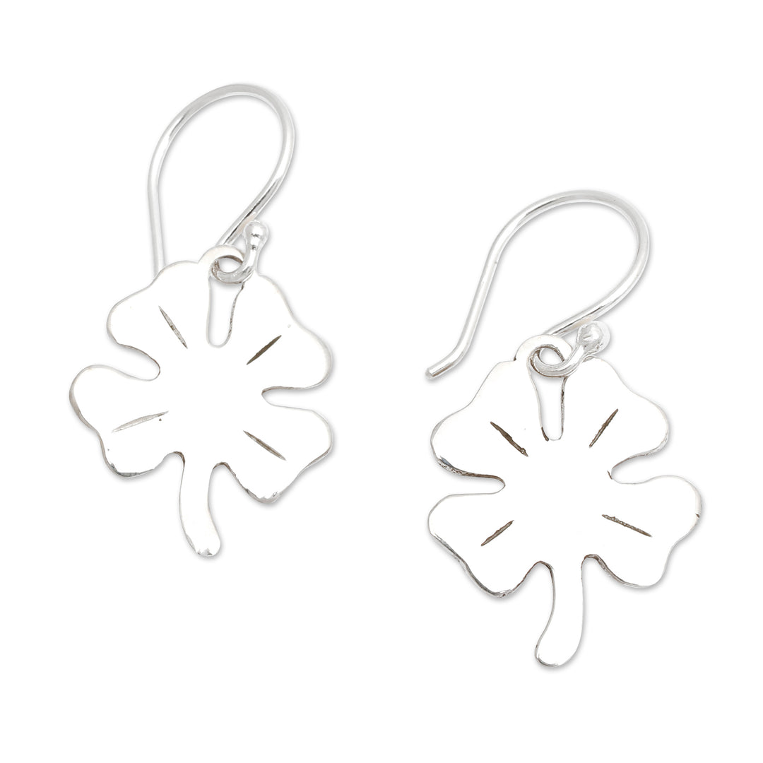 High-Polished Clover-Shaped Sterling Silver Dangle Earrings - Lucky Shine