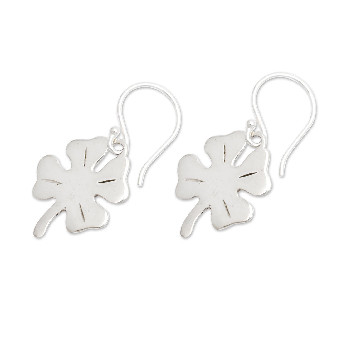 High-Polished Clover-Shaped Sterling Silver Dangle Earrings - Lucky Shine
