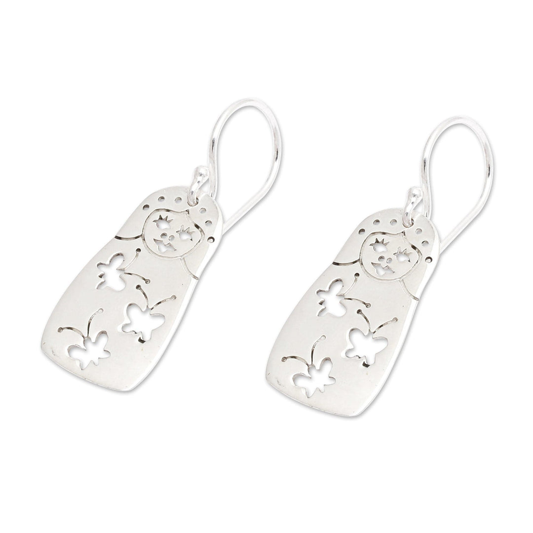 Butterfly-Themed Whimsical Sterling Silver Dangle Earrings - Butterfly Girl