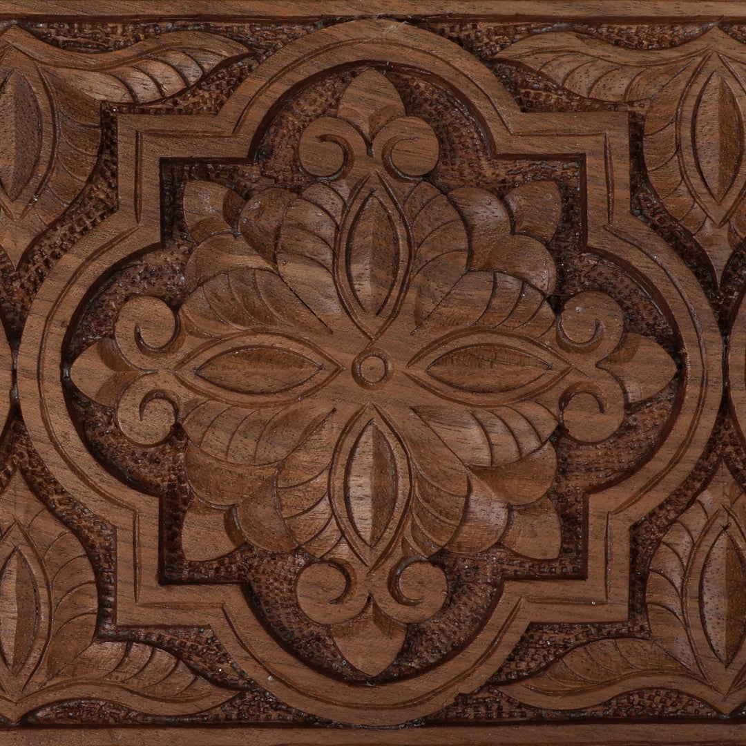 Floral-Inspired Folk Art Hand-Carved Walnut Wood Wall Accent - Primaveral Trinity