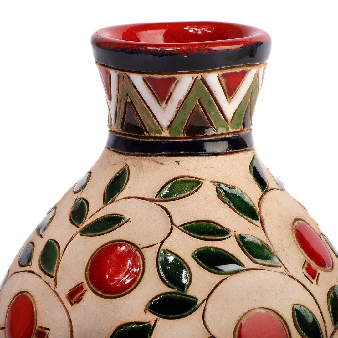 Classic Armenian Handmade Pomegranate-Themed Ceramic Vase - Pomegranate Blossom