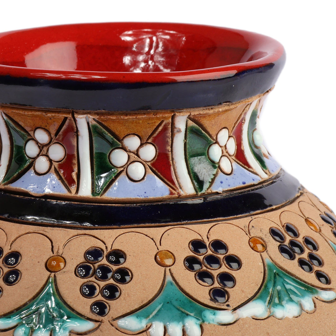 Bird and Pomegranate-Themed Glazed Ceramic Vase from Armenia - Royal Omens