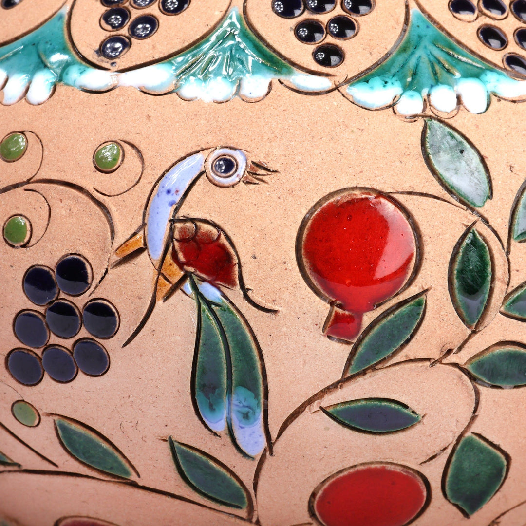 Bird and Pomegranate-Themed Glazed Ceramic Vase from Armenia - Royal Omens