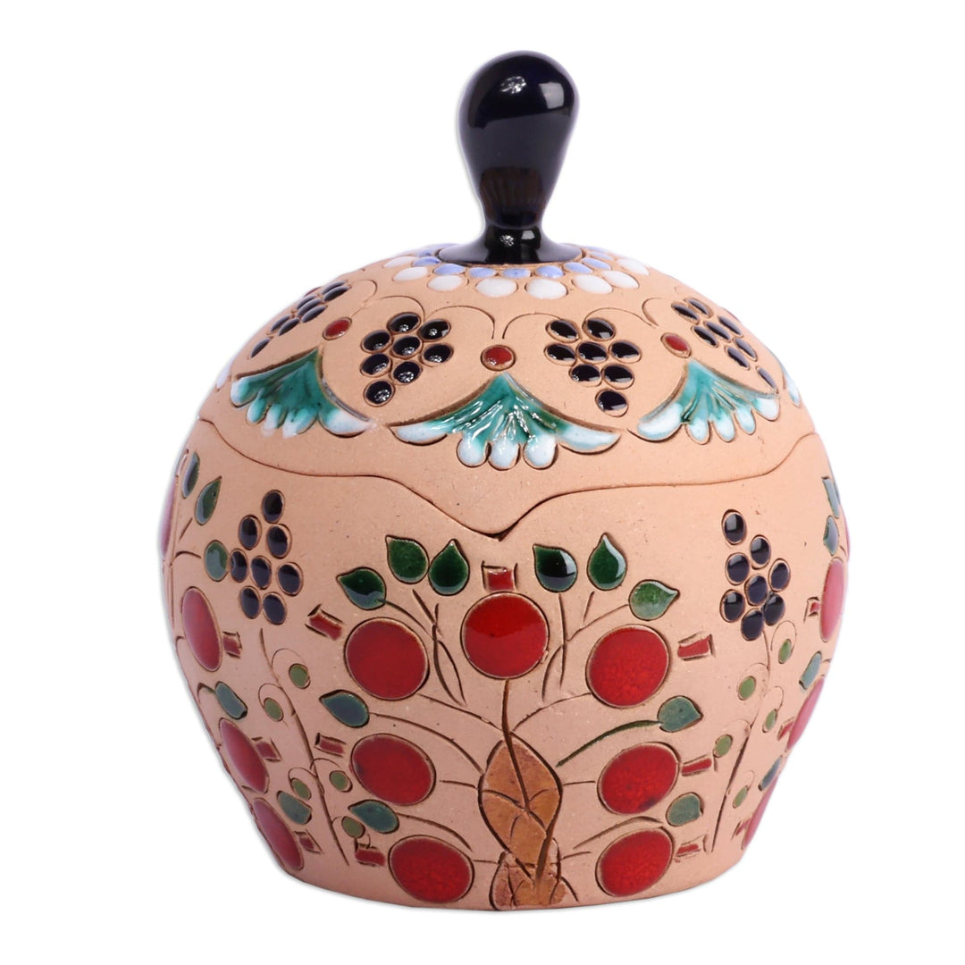 Classic Pomegranate and Grape-Themed Ceramic Jewelry Box - Precious Rejoice