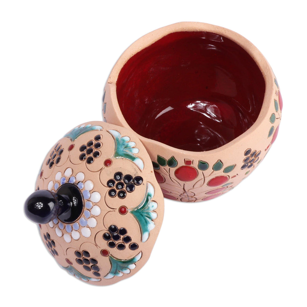 Classic Pomegranate and Grape-Themed Ceramic Jewelry Box - Precious Rejoice