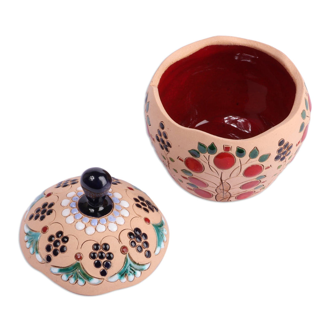 Classic Pomegranate and Grape-Themed Ceramic Jewelry Box - Precious Rejoice
