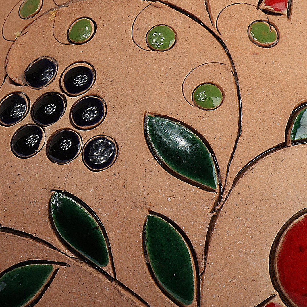 Armenian Pomegranate and Leaf-Themed Glazed Ceramic Vase - Pomegranate Spring