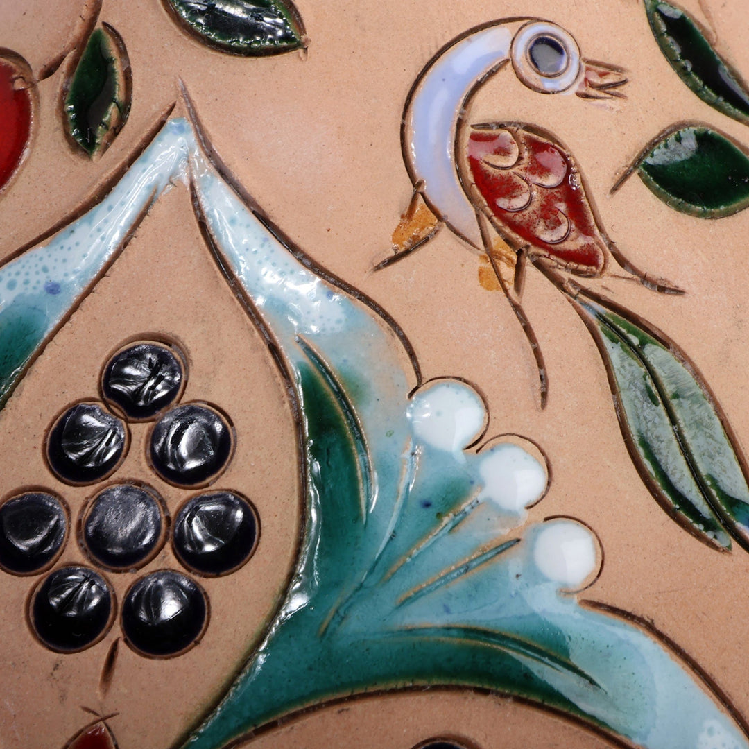 Hand-Painted Pomegranate Tree-Themed Glazed Ceramic Vase - Pomegranate Nature