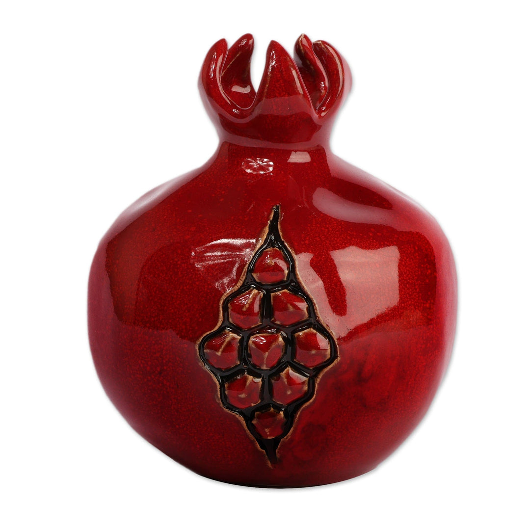 Classic Hand-Painted Glazed Red Pomegranate Ceramic Vase - Pomegranate Spirit