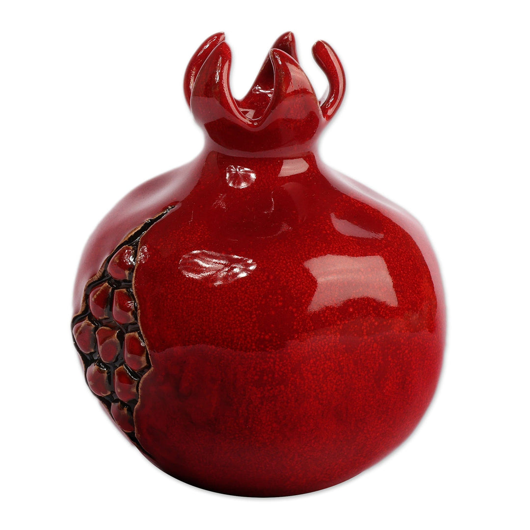 Classic Hand-Painted Glazed Red Pomegranate Ceramic Vase - Pomegranate Spirit