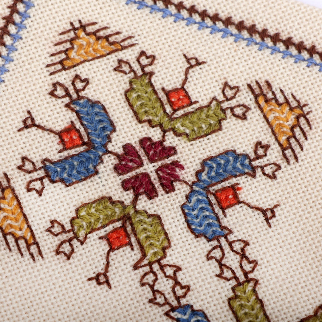Classic Embroidered Cross-Themed Fringed Cotton Ornament - Cross Blessings