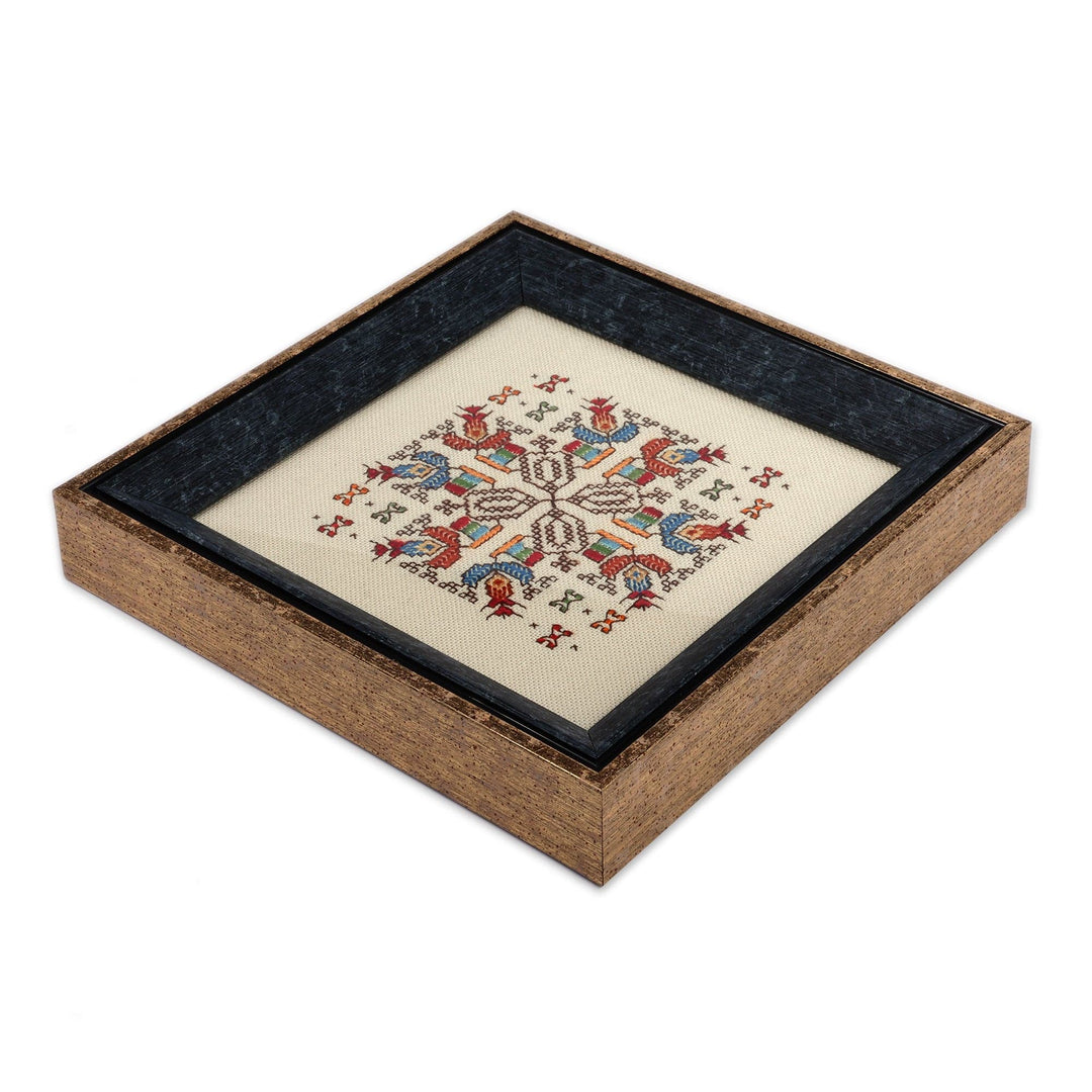 Traditional Armenian Artisan-Made 100% Cotton Cross Wall Art - Tapestry of Faith