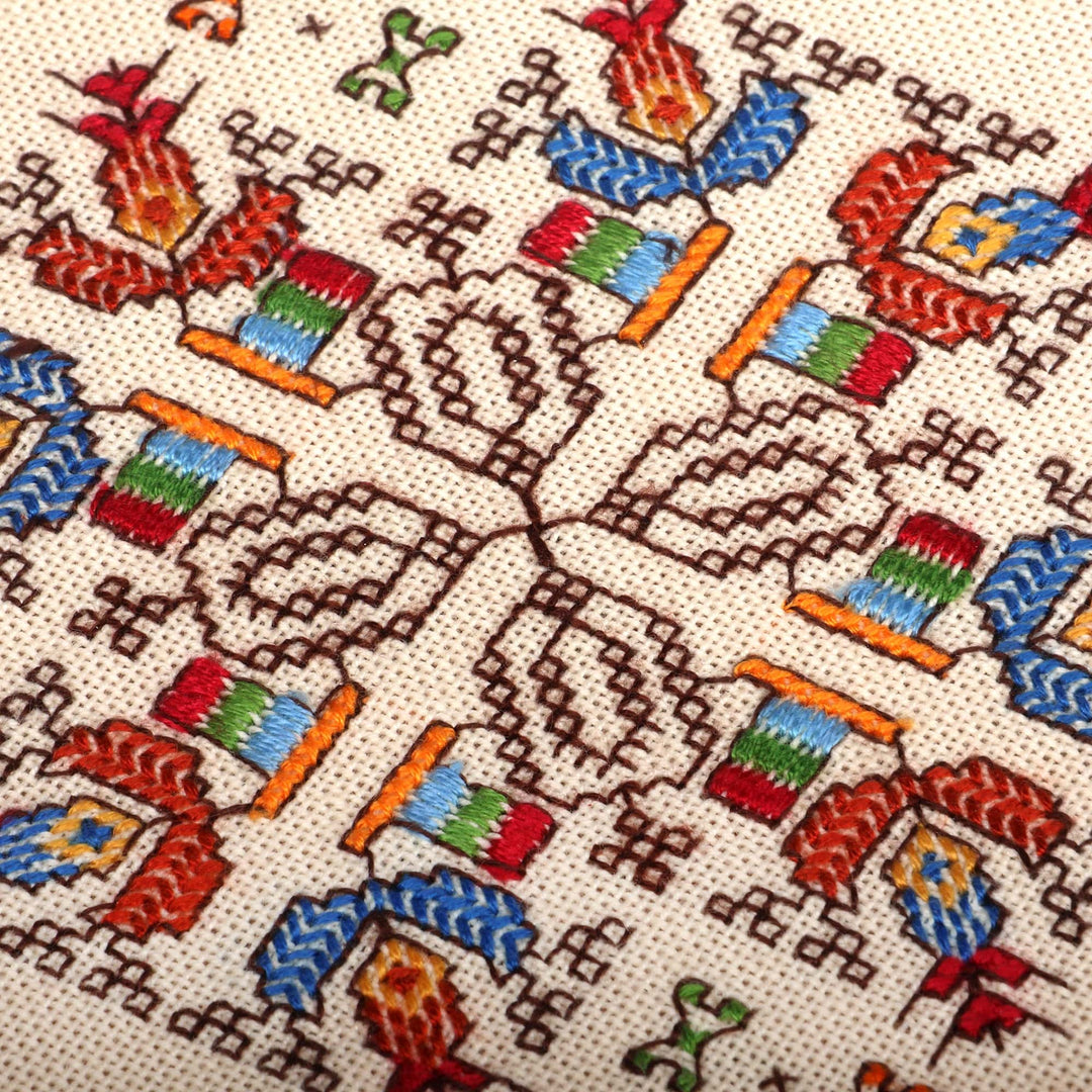 Traditional Armenian Artisan-Made 100% Cotton Cross Wall Art - Tapestry of Faith