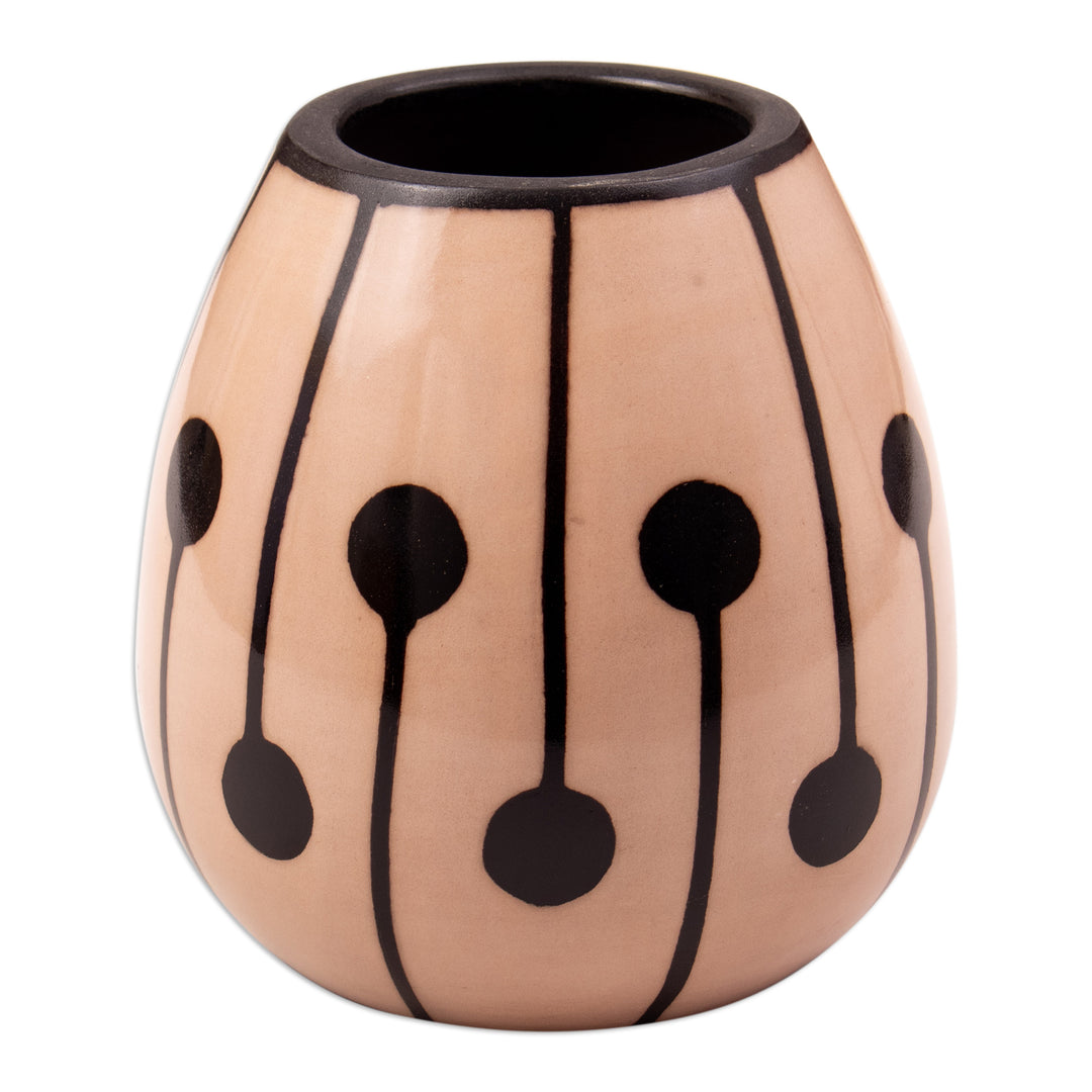 Minimalist-Inspired Painted Folk Art Ceramic Decorative Vase - Chulucanas