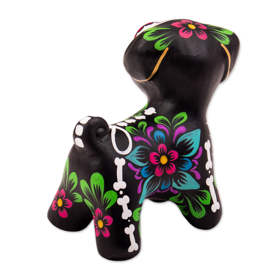 Andean-Made Painted Day of the Dead Puppy Ceramic Figurine - Loyal Bones