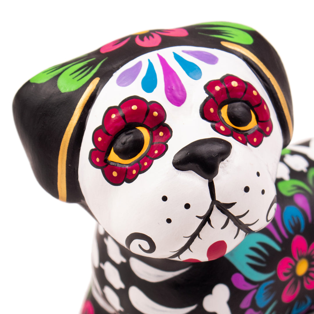 Andean-Made Painted Day of the Dead Puppy Ceramic Figurine - Loyal Bones