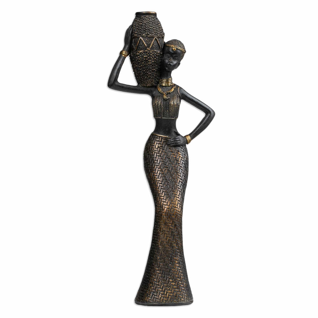 Folk Art Antique Finished Resin Sculpture of Javanese Woman - Powerful Dame