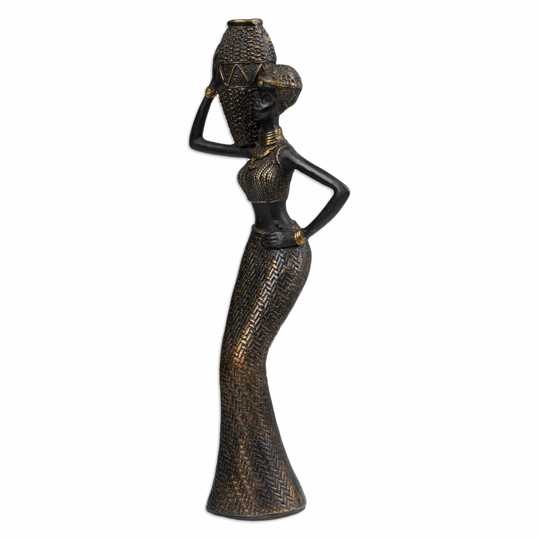 Folk Art Antique Finished Resin Sculpture of Javanese Woman - Powerful Dame