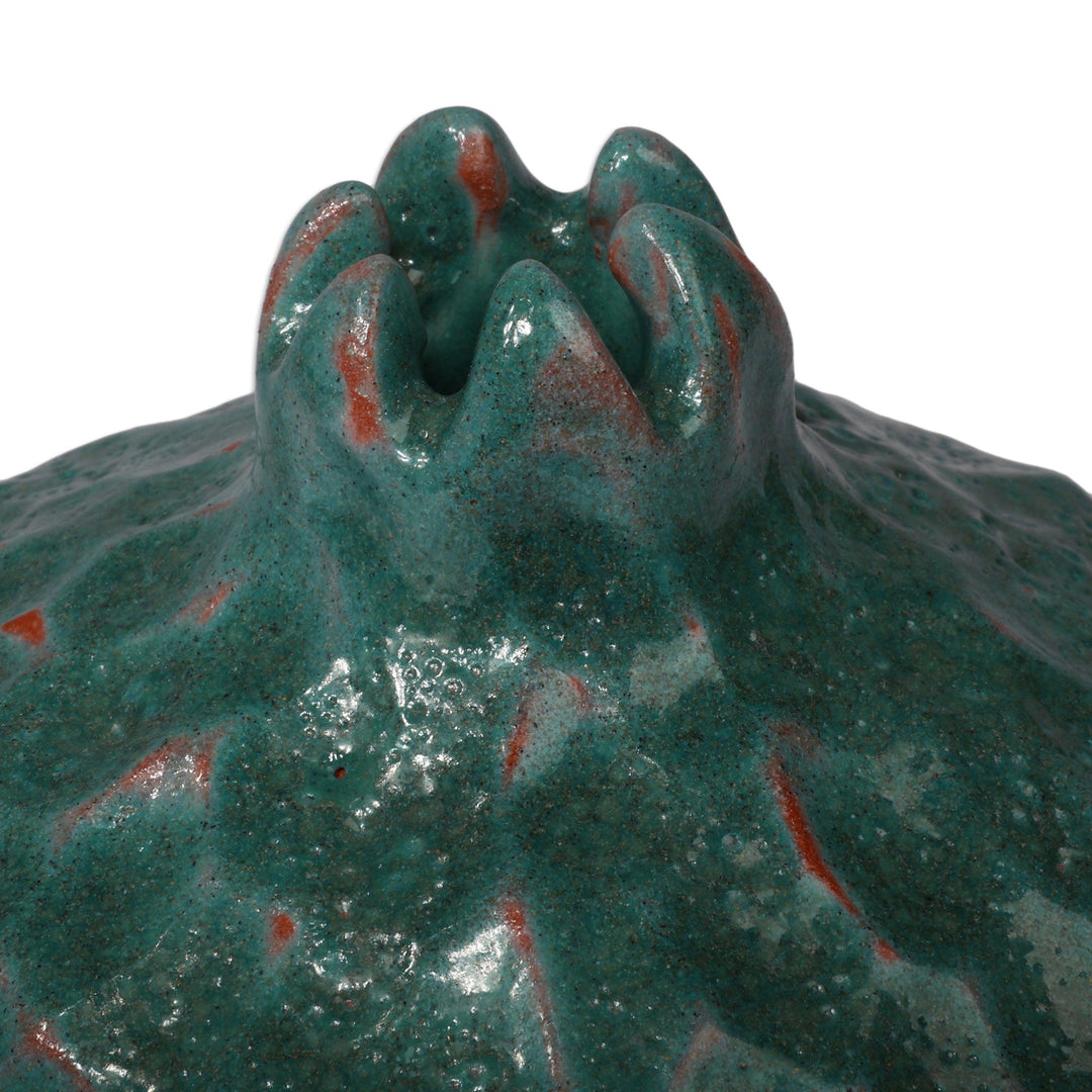 Handcrafted Glazed Pomegranate-Shaped Turquoise Ceramic Vase - Turquoise Omen
