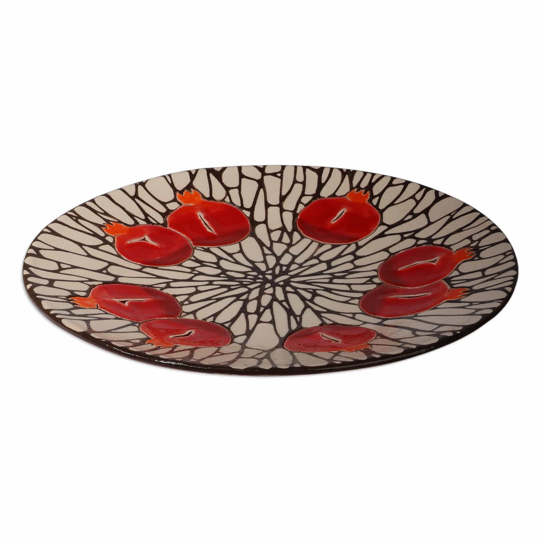 Pomegranate-Themed Glazed Ceramic Centerpiece from Armenia - Pomegranate Paradise