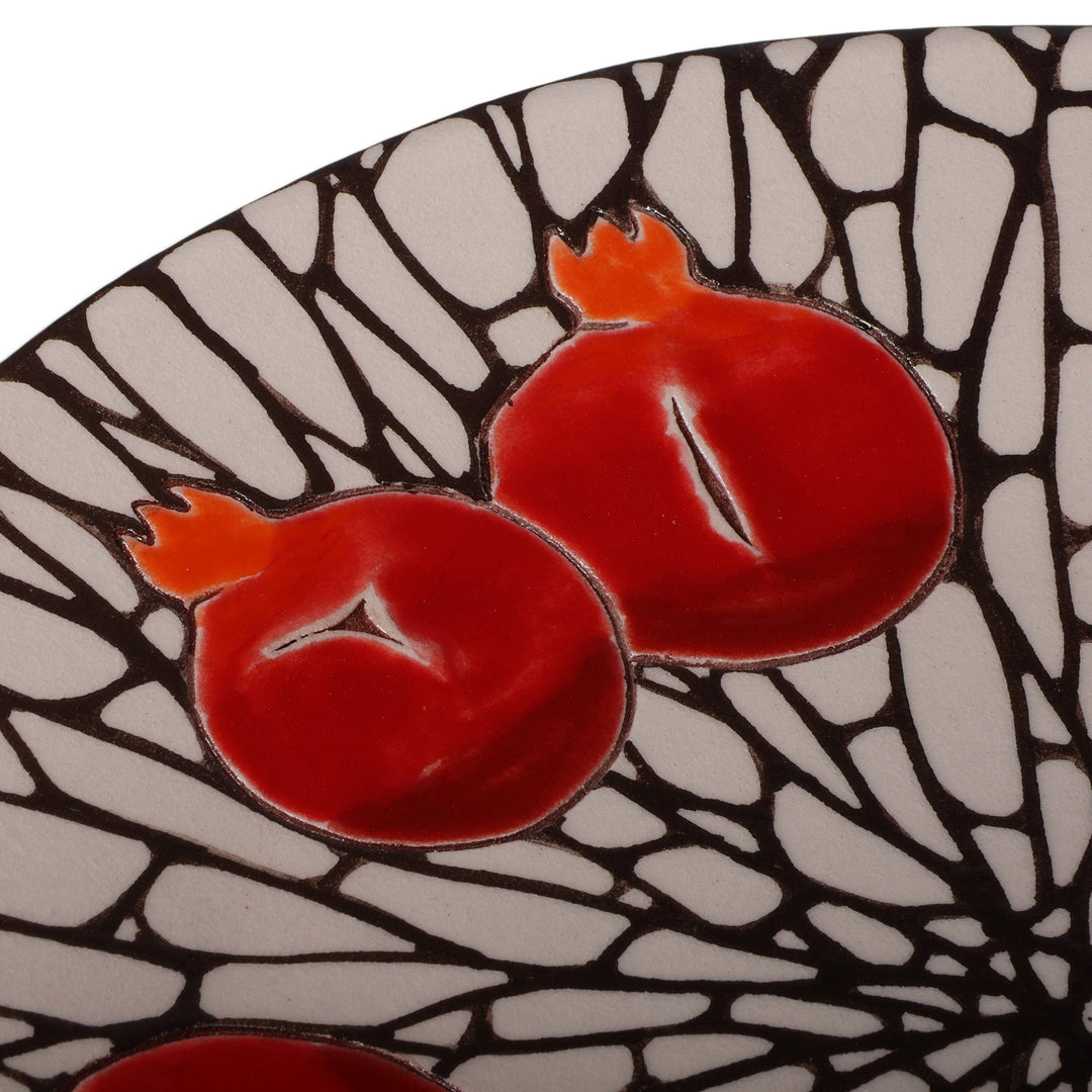 Pomegranate-Themed Glazed Ceramic Centerpiece from Armenia - Pomegranate Paradise