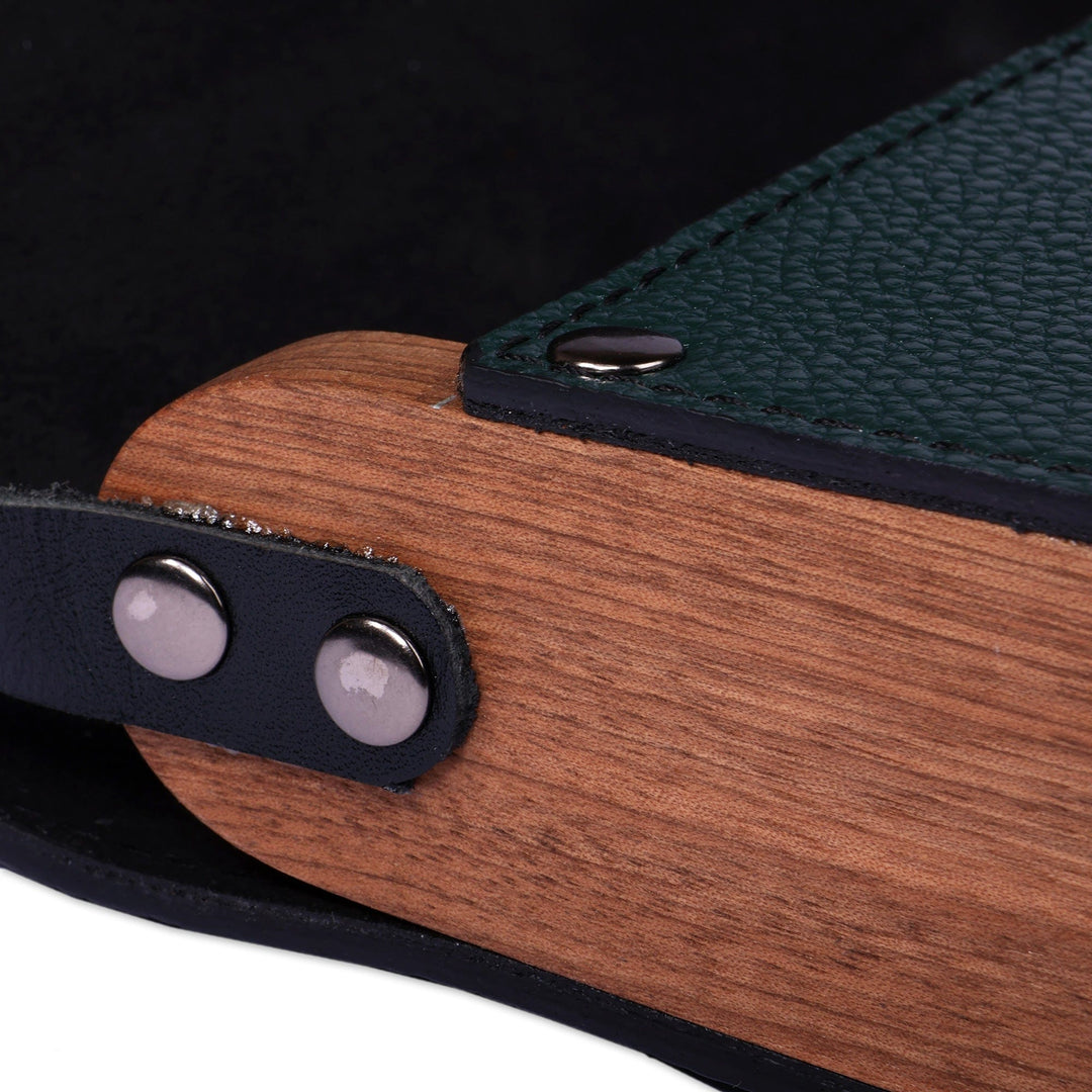 Hand-Painted Adjustable Leather and Walnut Wood Sling Bag - Chromatic Goddess