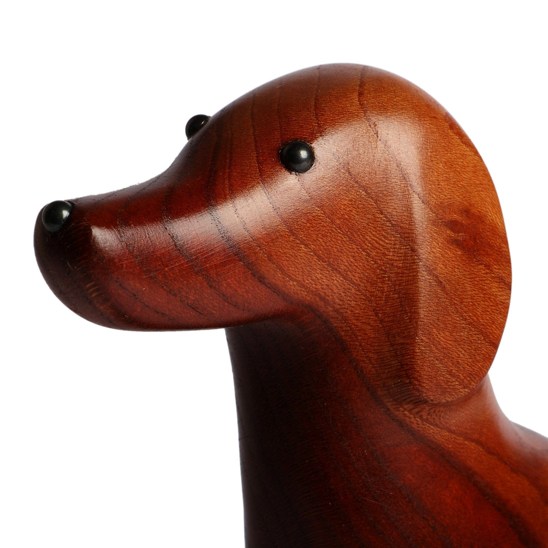 Inspirational Handmade Apricot Wood and Iron Dog Sculpture - Loyal Canine