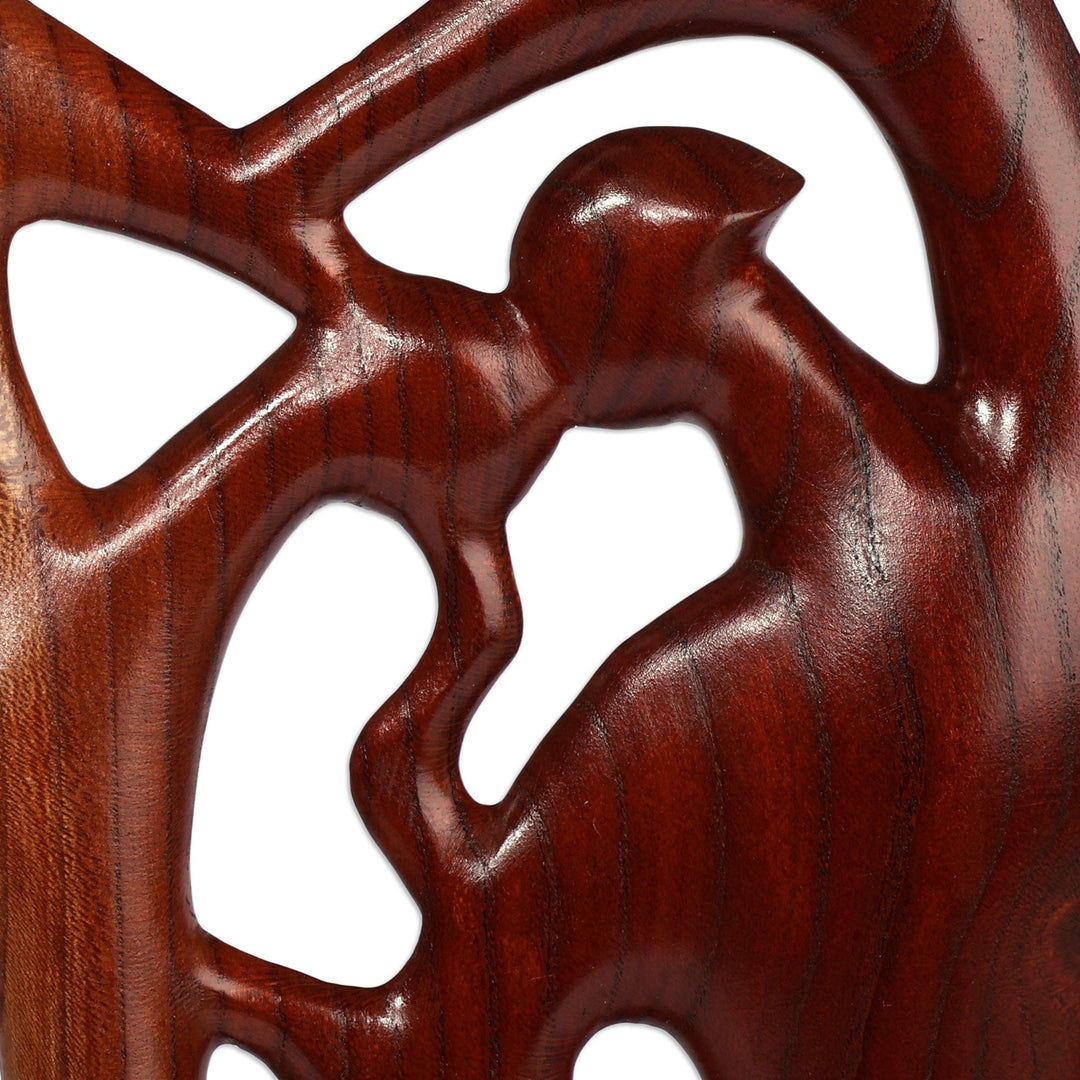 Dance-Themed Semi-Abstract Polished Apricot Wood Sculpture - Dancers in Harmony