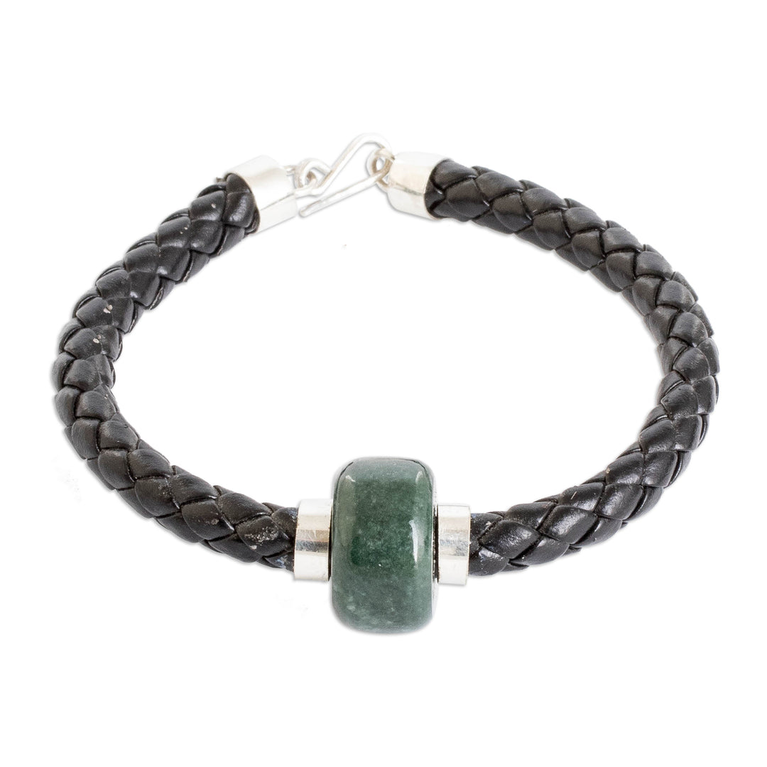 Guatemalan Light Green Jade Silver Pendant Bracelet for Men - Vigorous Spirit