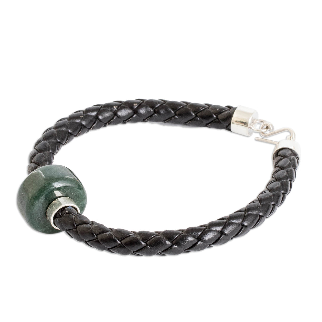 Guatemalan Light Green Jade Silver Pendant Bracelet for Men - Vigorous Spirit
