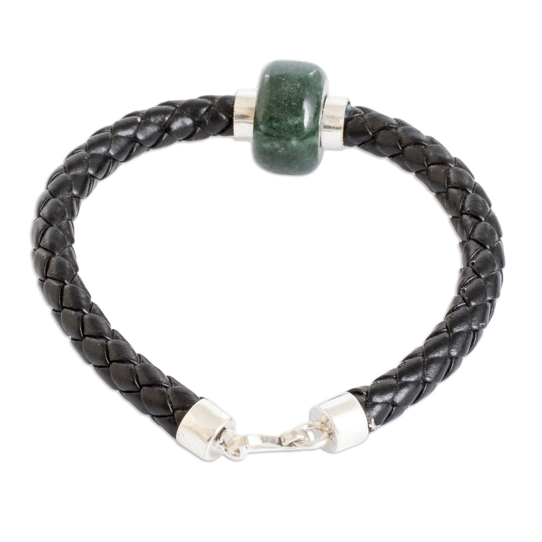 Guatemalan Light Green Jade Silver Pendant Bracelet for Men - Vigorous Spirit