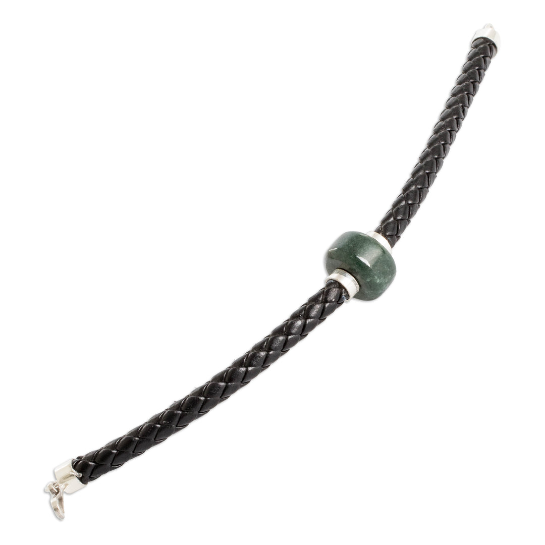 Guatemalan Light Green Jade Silver Pendant Bracelet for Men - Vigorous Spirit
